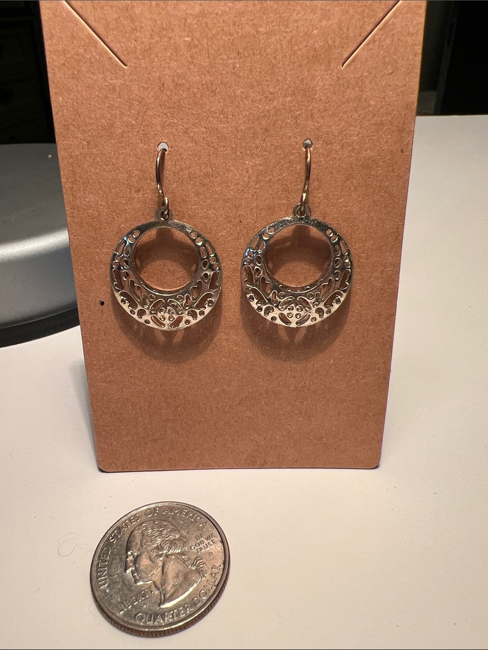 Silver Filigree Open-Circle Drop Earrings - Women's Jewelry